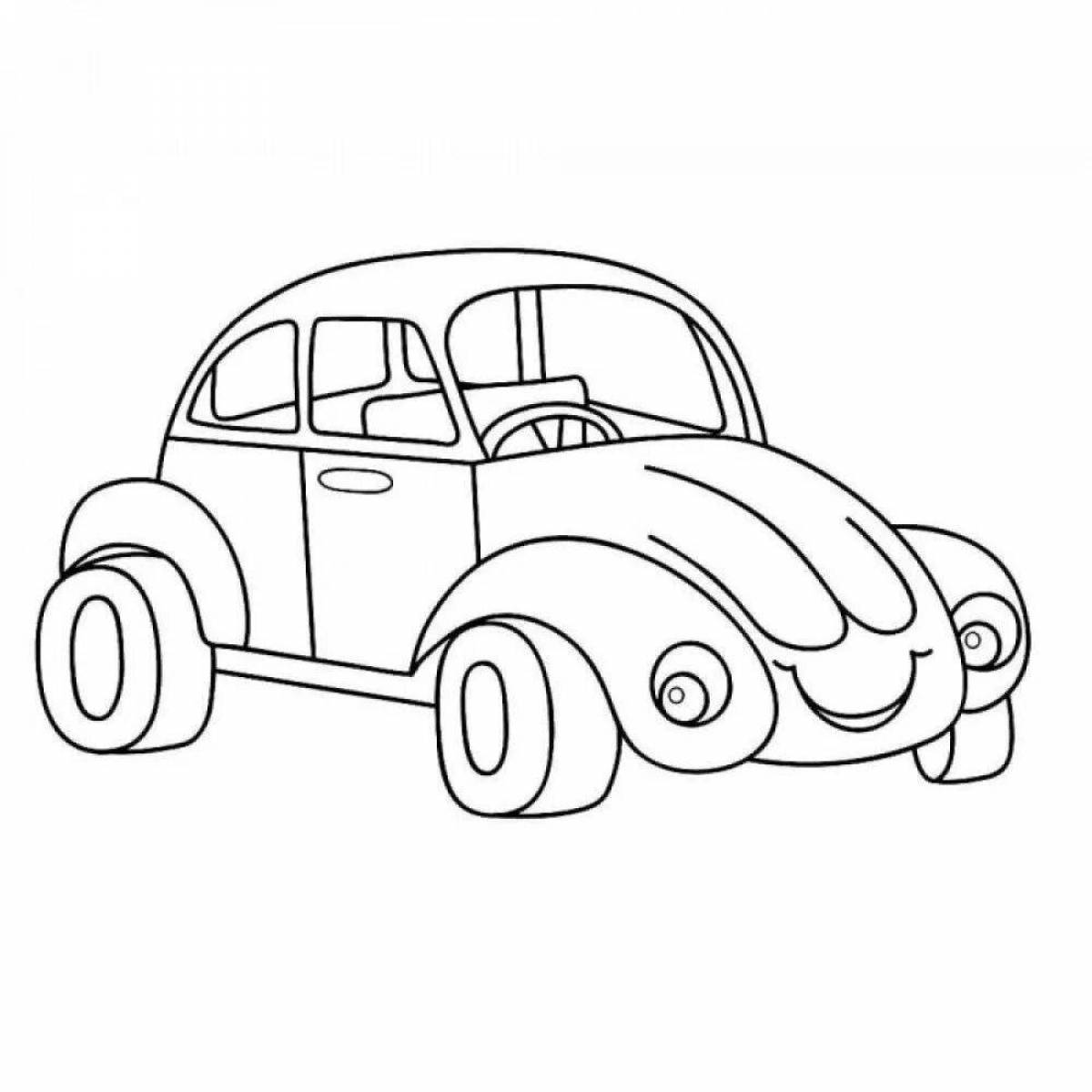 Coloring page of a sleek little car