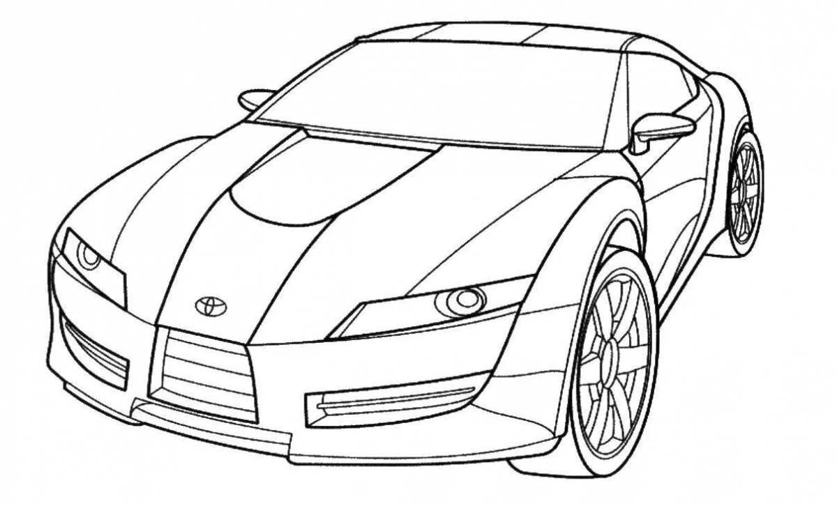 Modern coloring pages with playful cars