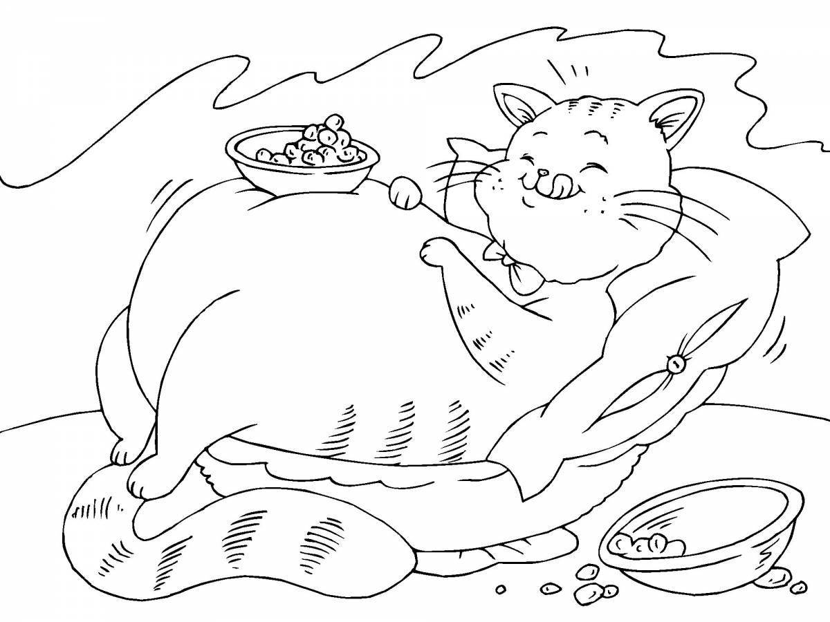 Круглая раскраска жирный котенок