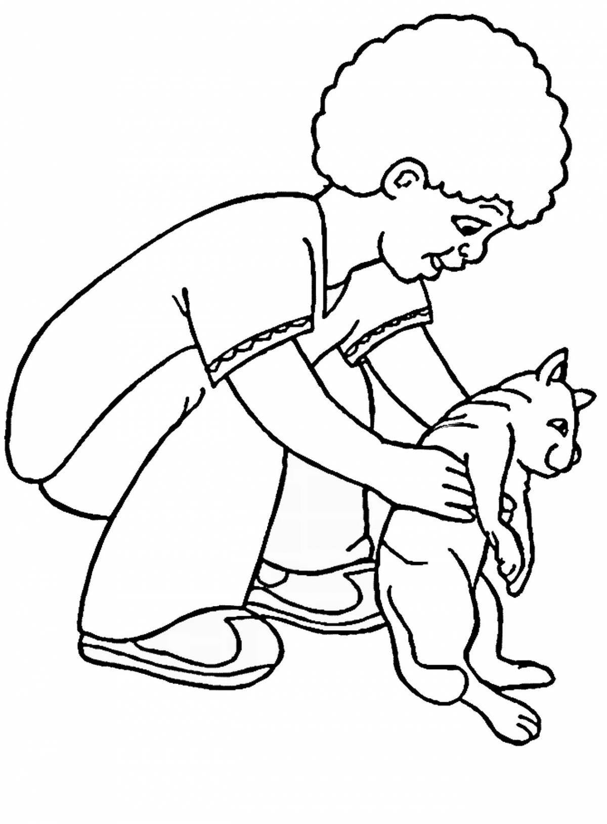 Huggable coloring page kitten fat