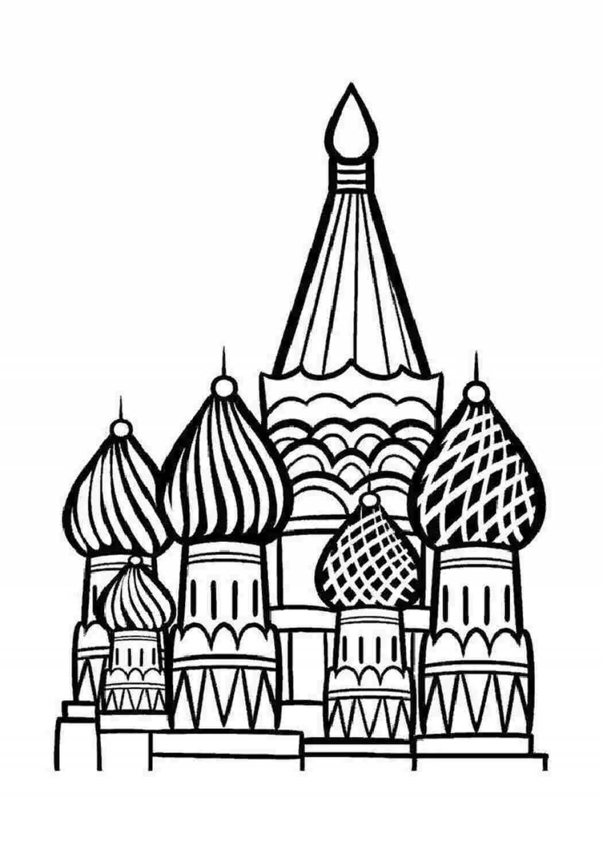 Playful coloring kremlin drawing page