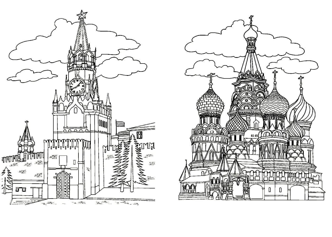 Причудливый кремлевский рисунок страницы раскраски