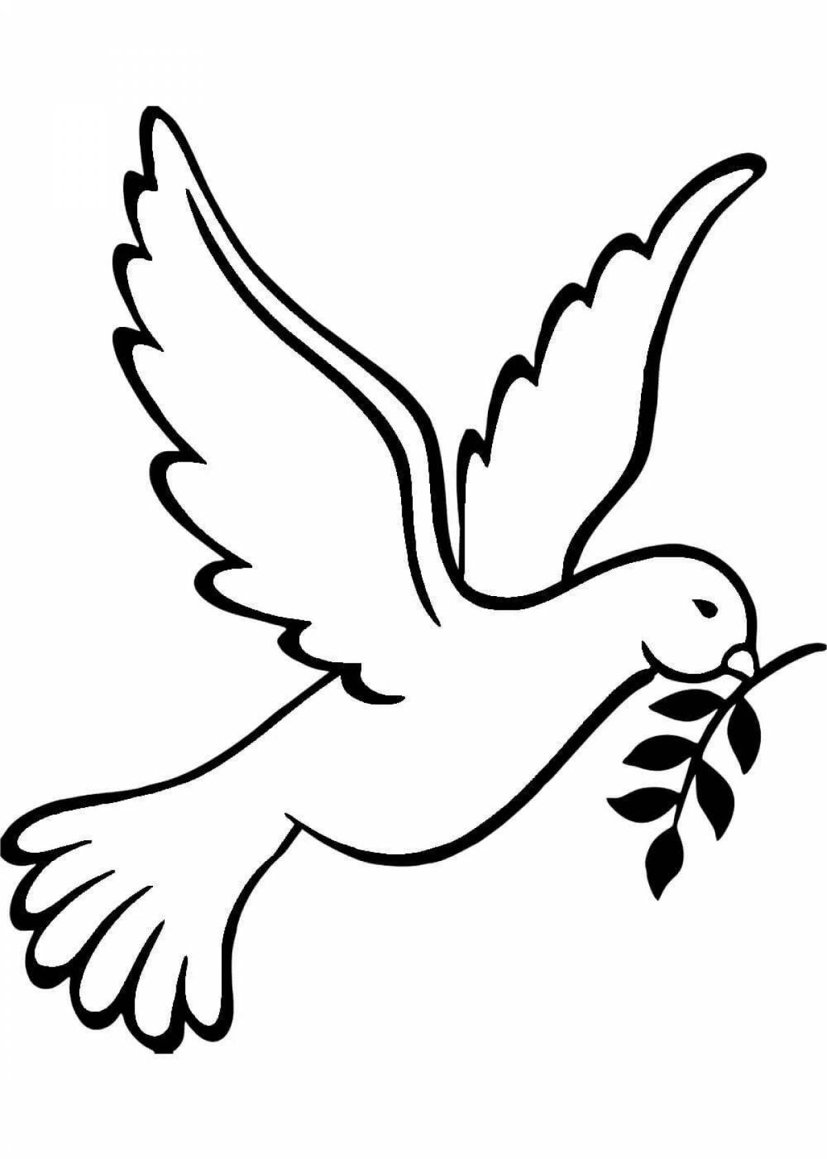 Coloring page graceful white dove