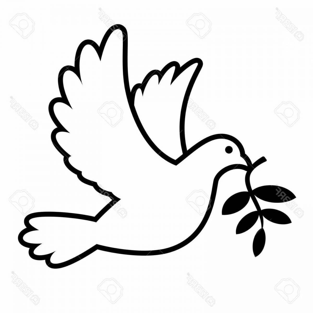 Coloring page gentle white dove