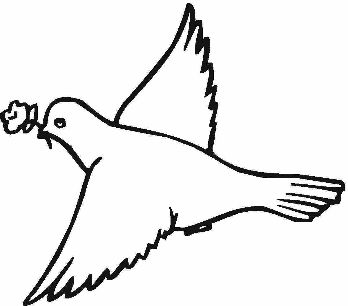 Angelic white dove coloring page