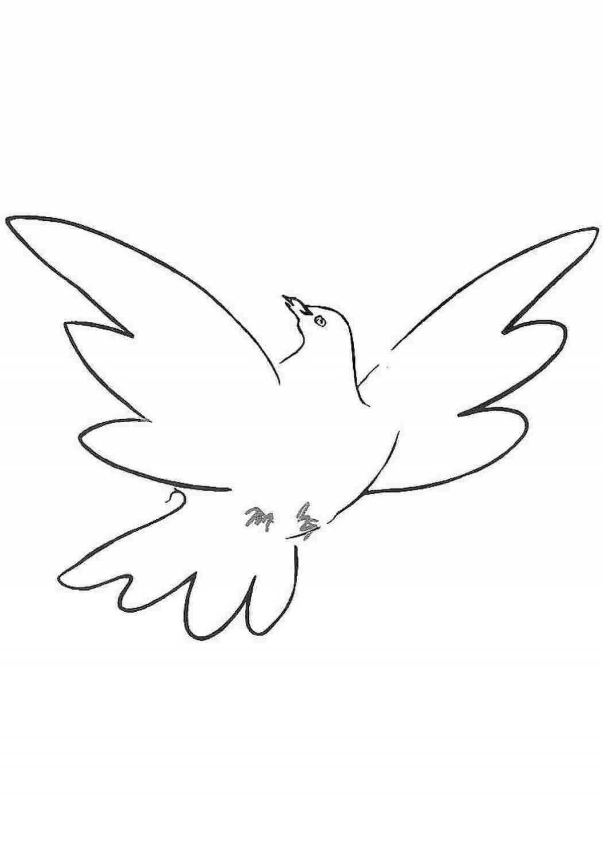 Coloring book glowing white dove
