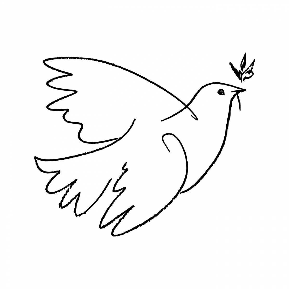 Coloring page adorable white dove