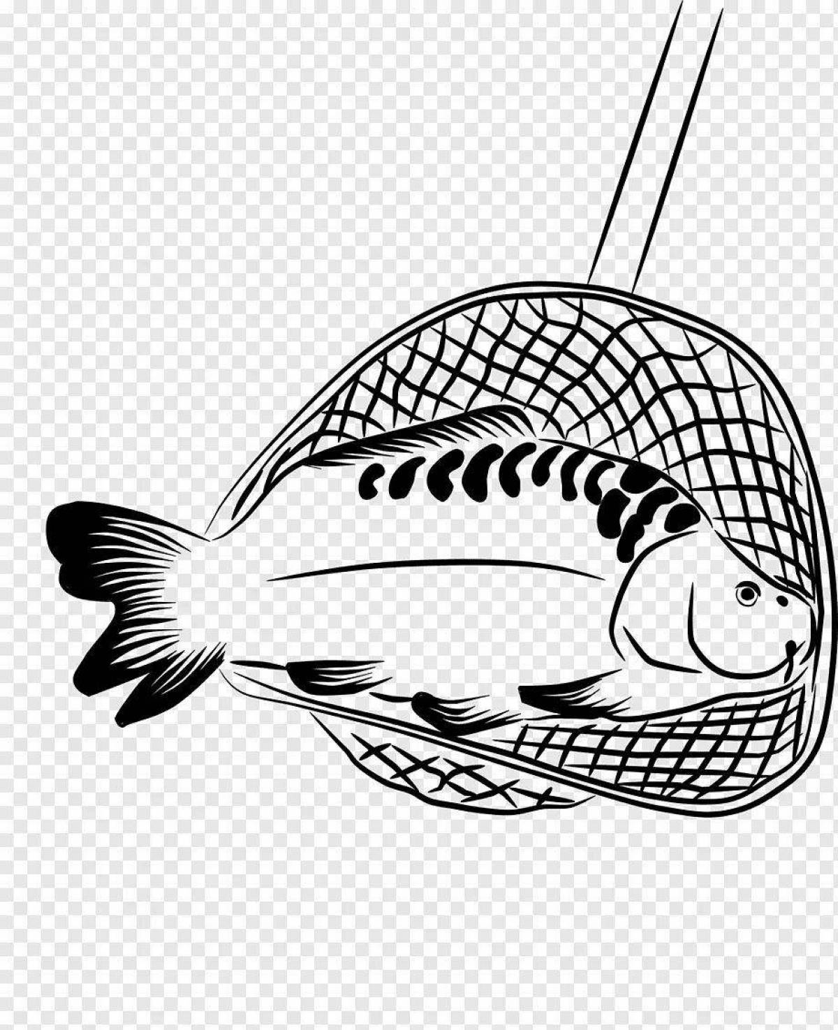 Coloring page charming crucian fish