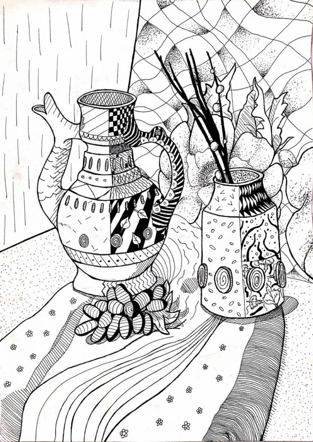 Coloring book gorgeous still life