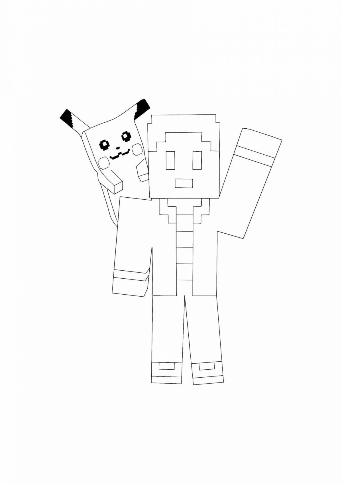 Minecraft panda colorful coloring page