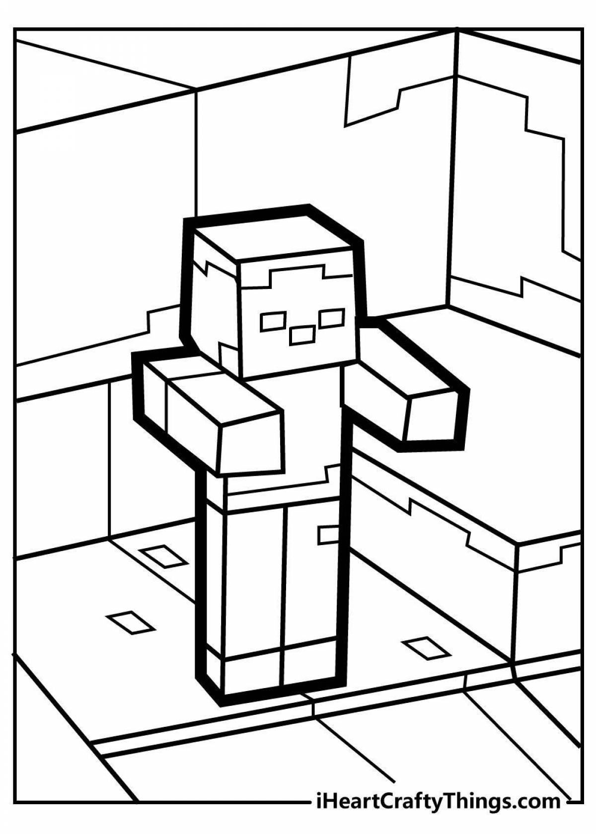 Exciting minecraft panda coloring page