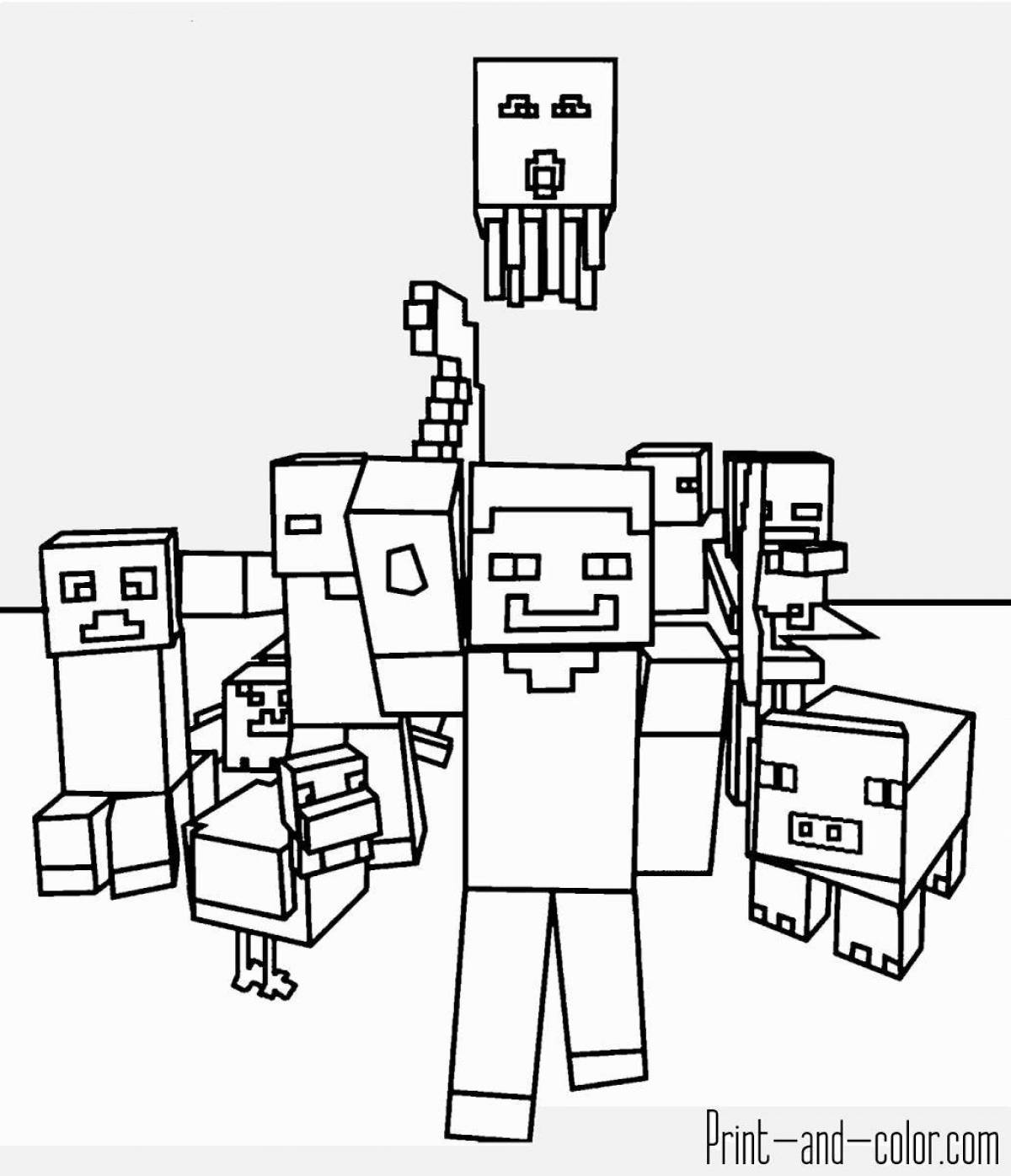 Lovely minecraft panda coloring page
