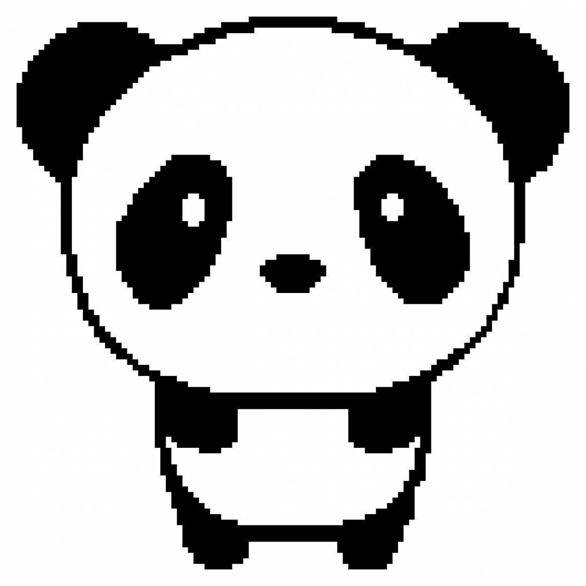 Minecraft panda coloring page with colorful pandas