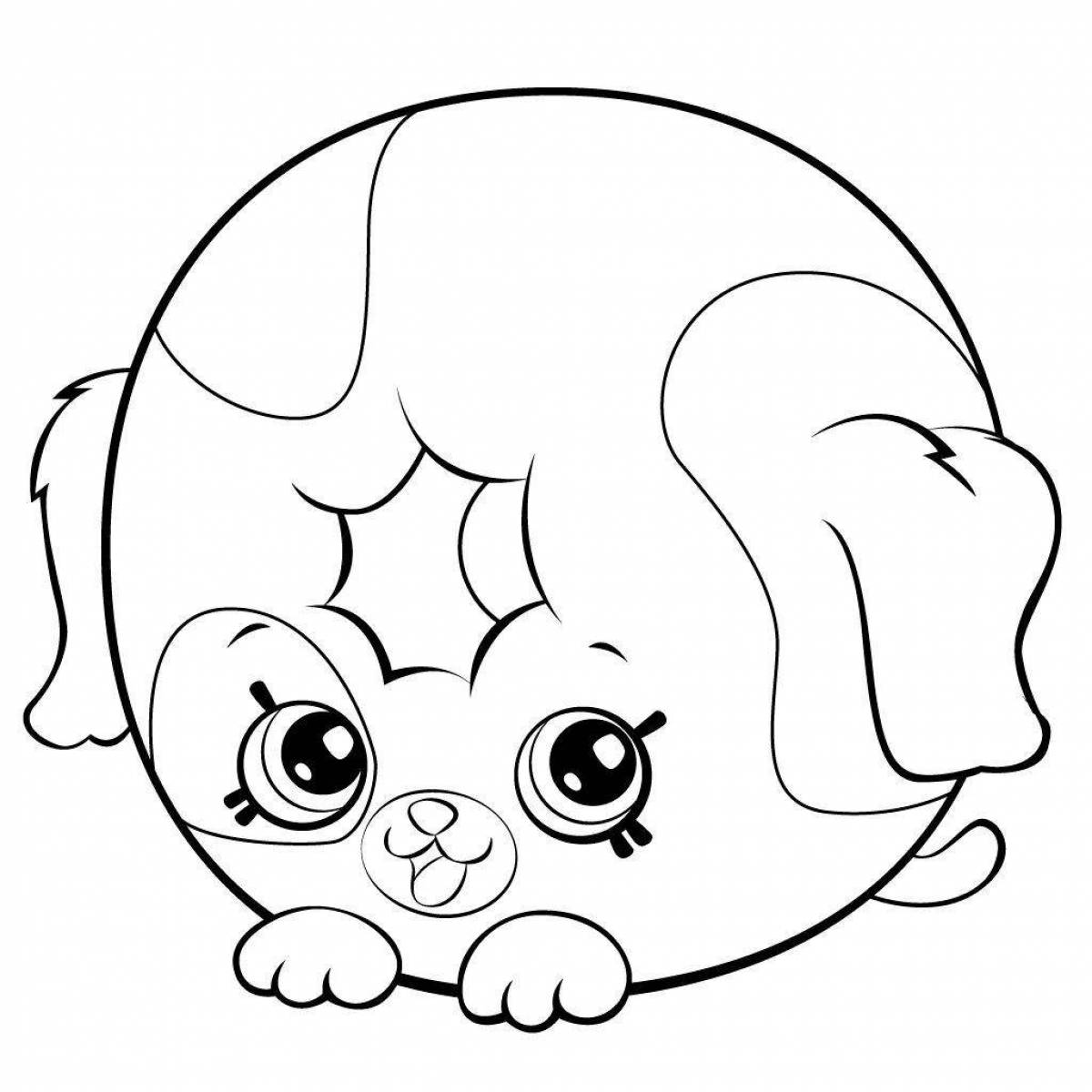 Friendly cute dog coloring book