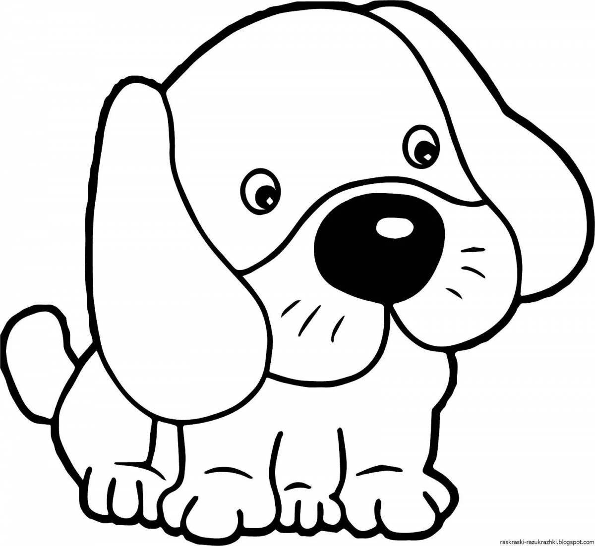 Coloring page grinning cute dog