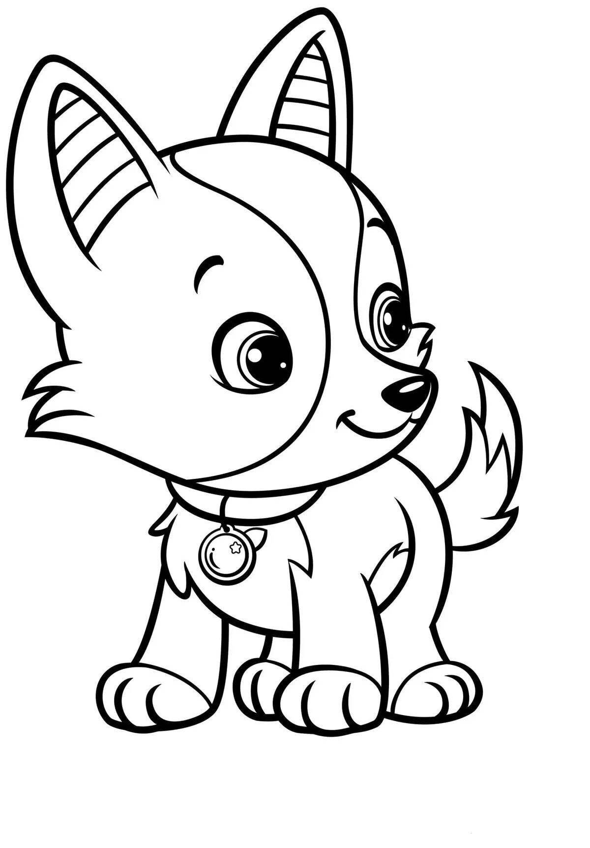 Caution cute dog coloring
