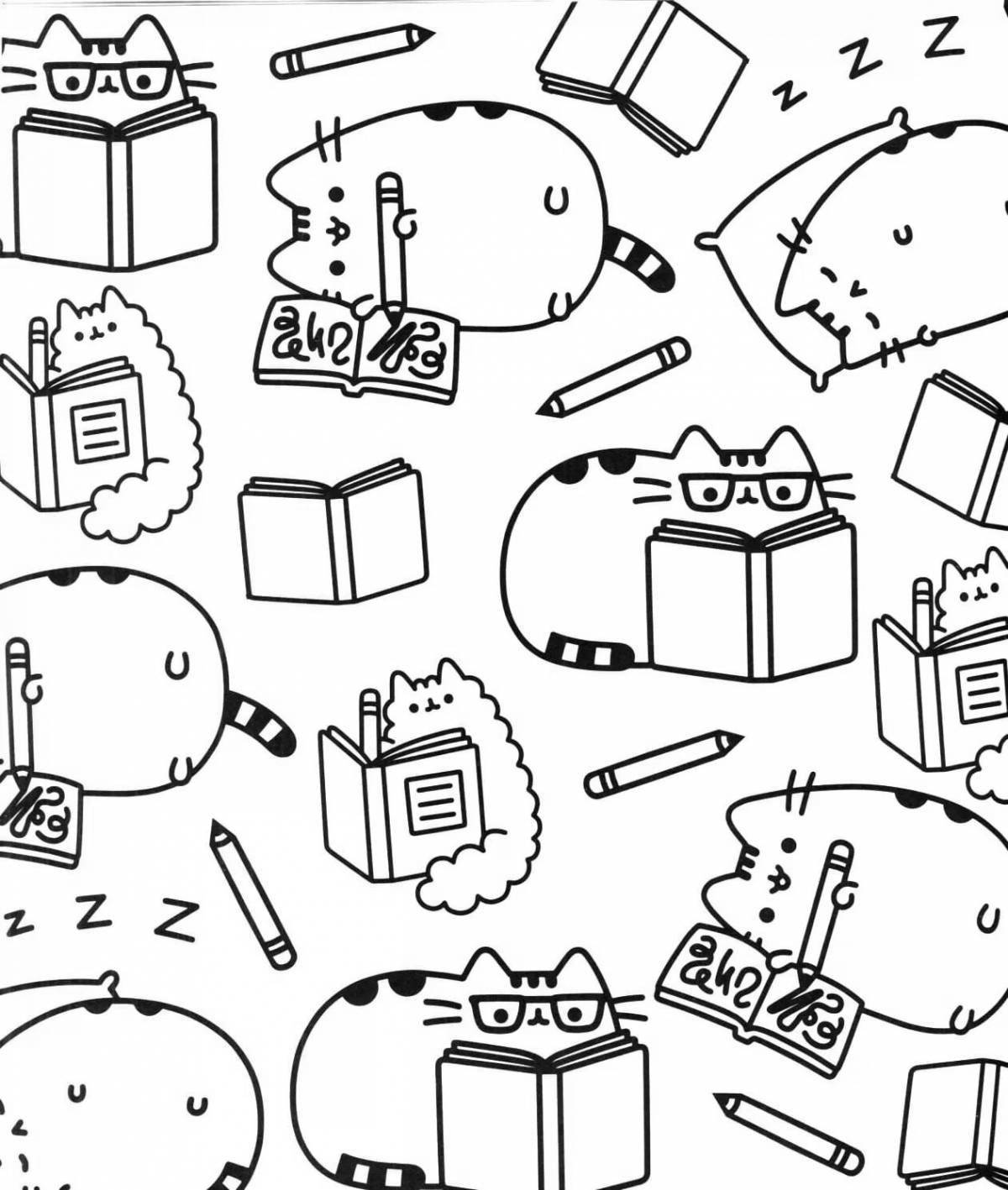 Sweet pusheen mini coloring page