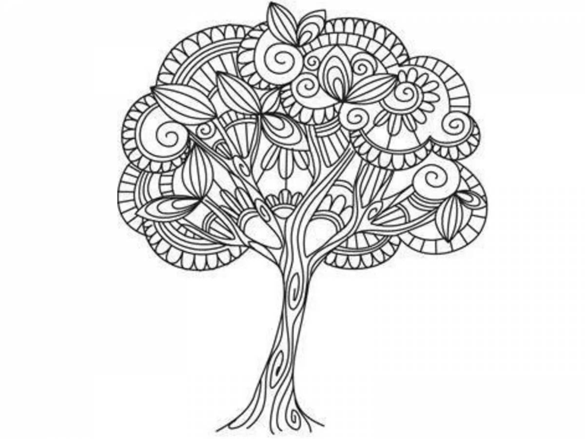 Charming tree coloring book