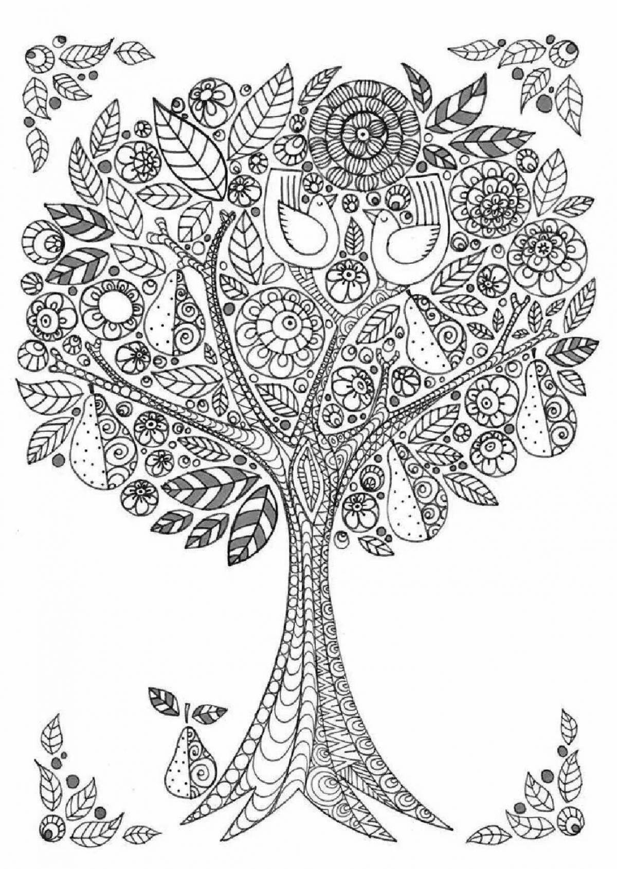 Великолепная раскраска волшебное дерево