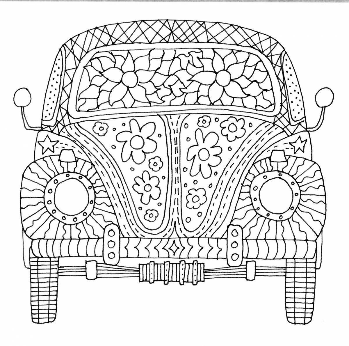 Coloring page adorable anti-stress cars