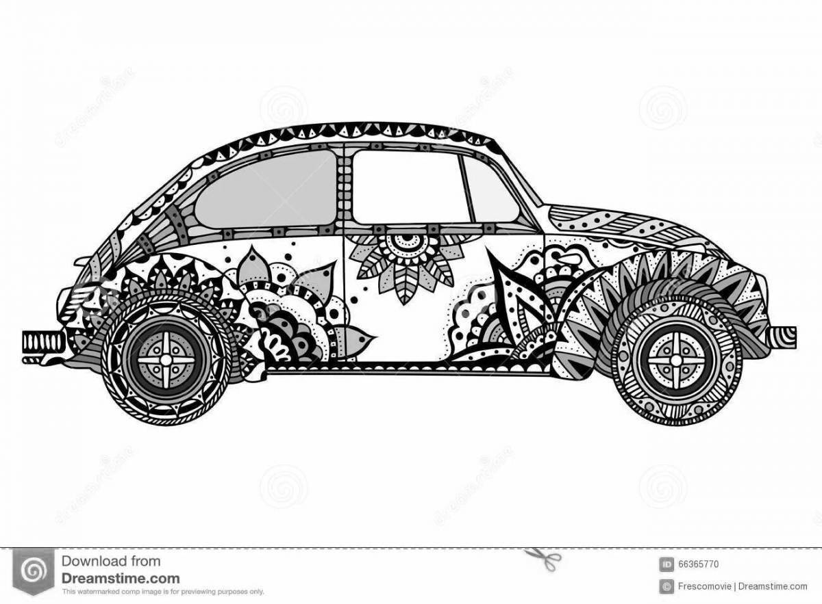 Coloring page invigorating anti-stress cars