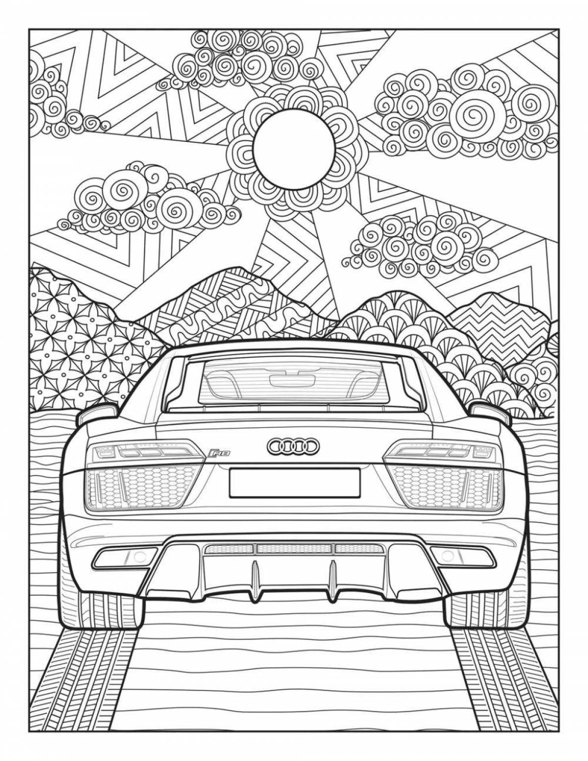 Fun antistress coloring book with cars