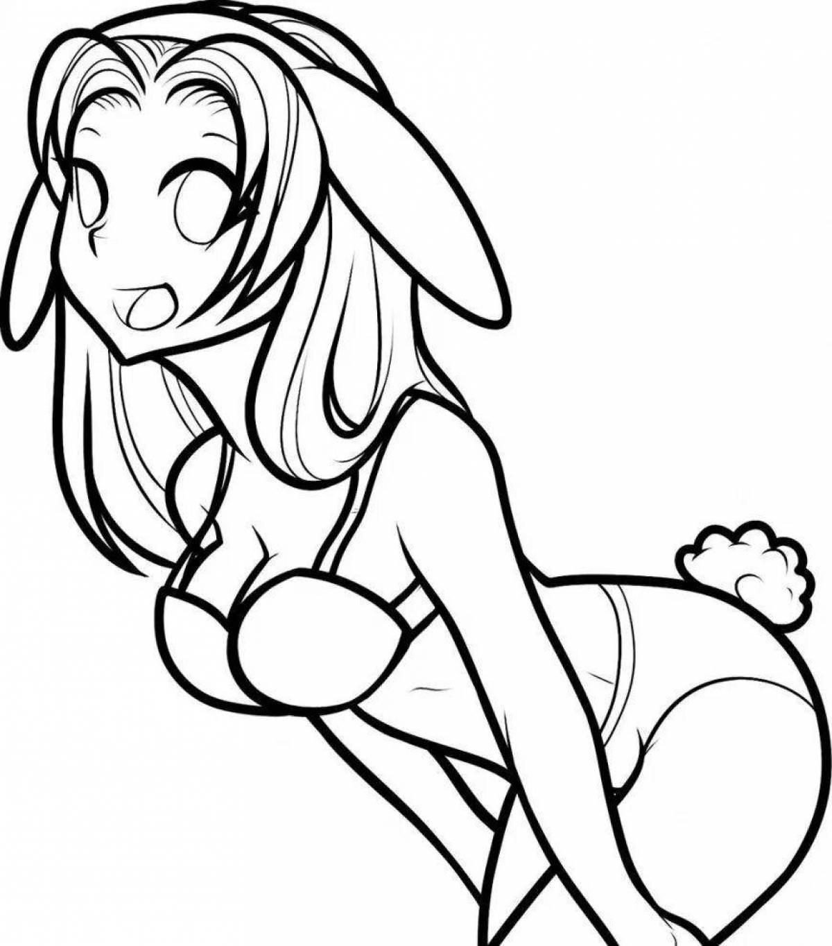 Веселый аниме кролик раскраска