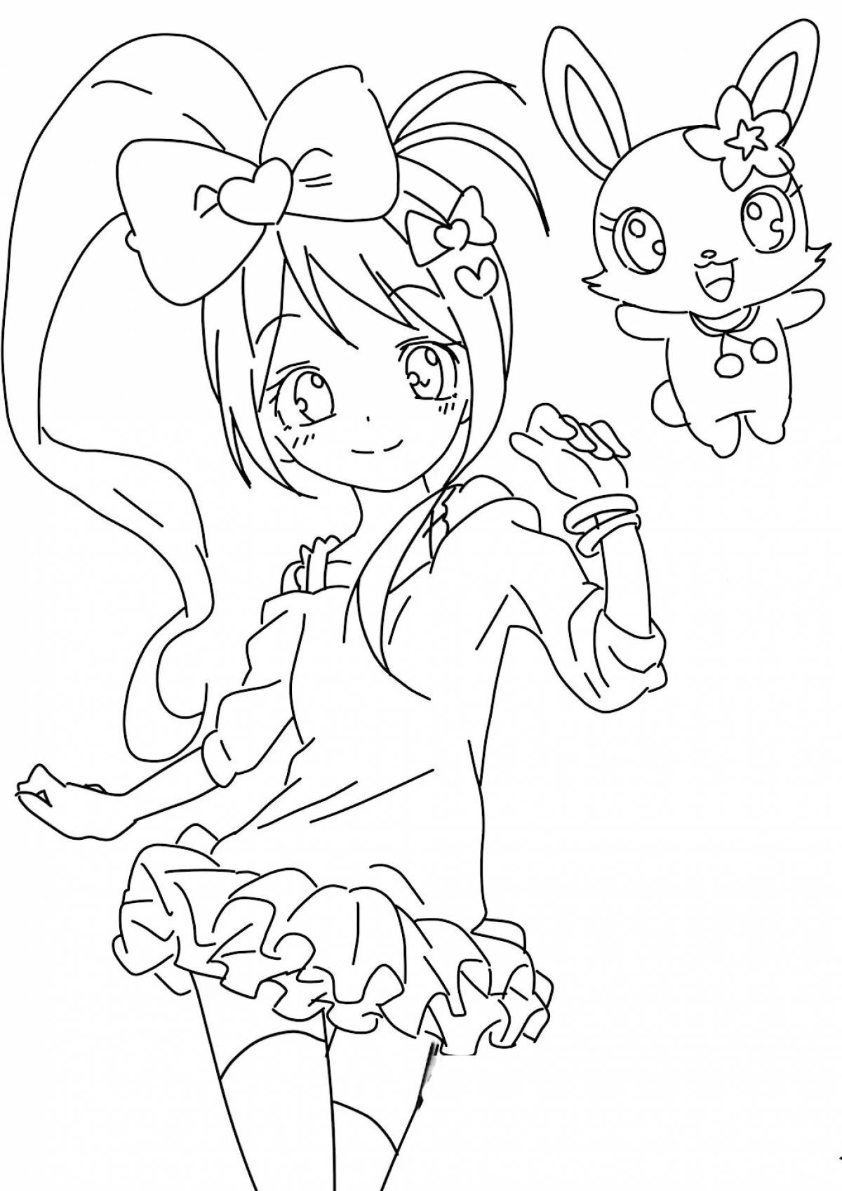 Coloring book naughty anime rabbit