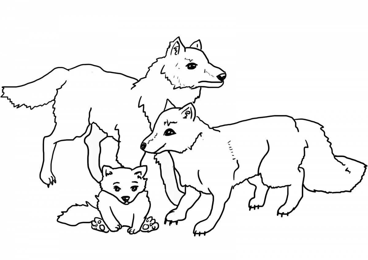 Coloring page wild pack of wolves