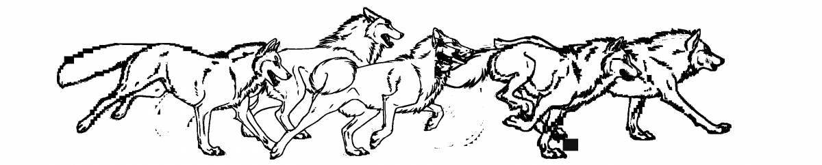 Coloring page graceful pack of wolves