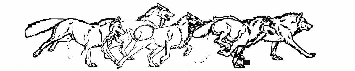 Photo Coloring page graceful pack of wolves