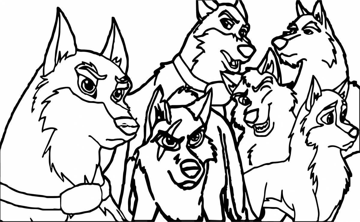 Coloring page mysterious pack of wolves