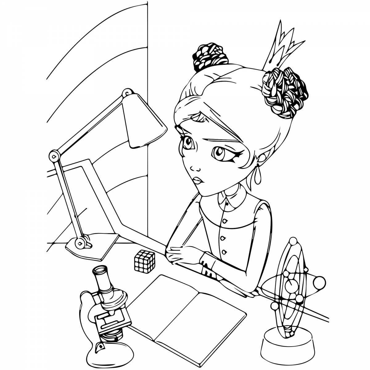 Charming princesses are preparing coloring pages