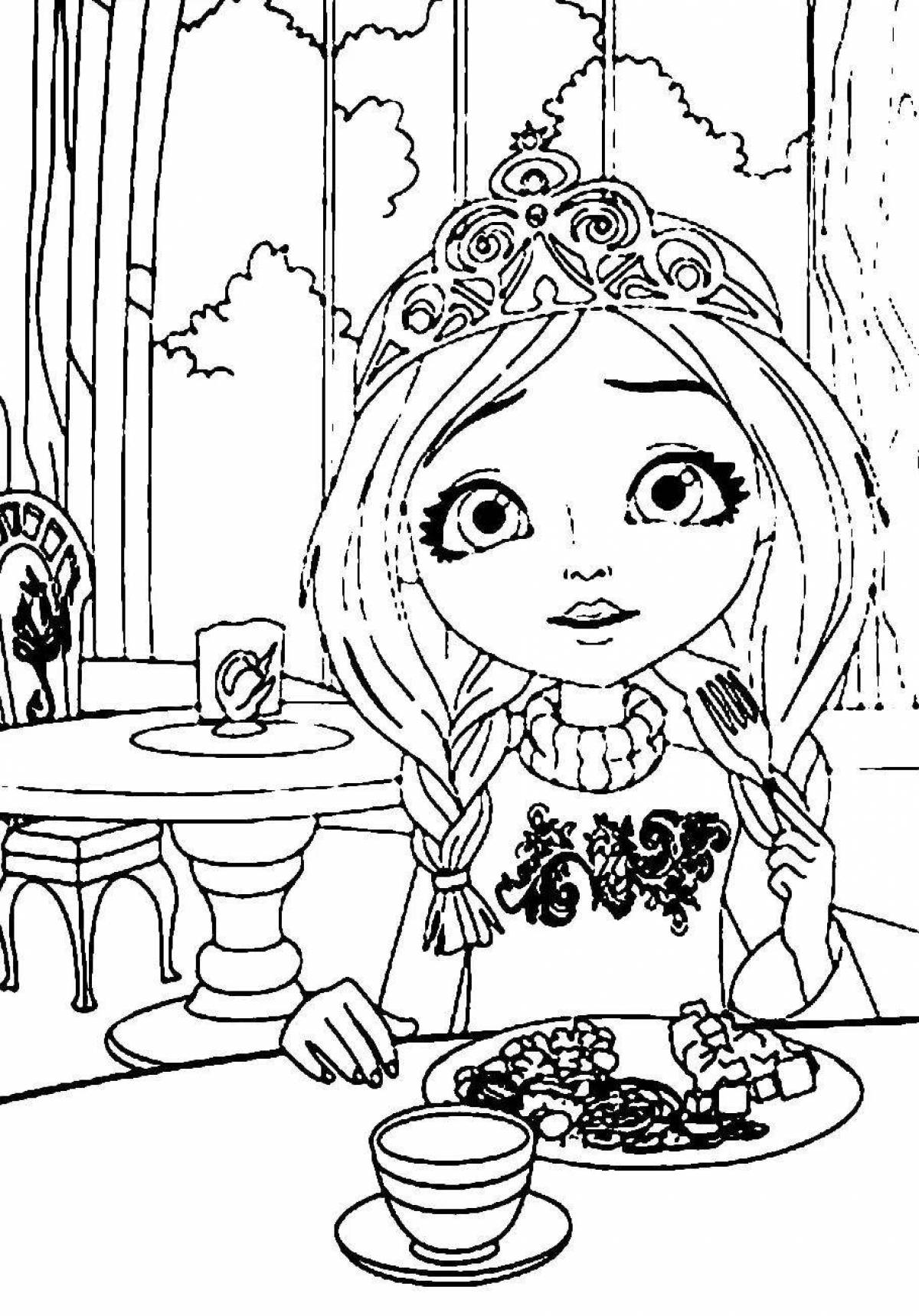 Merry princesses are preparing coloring pages