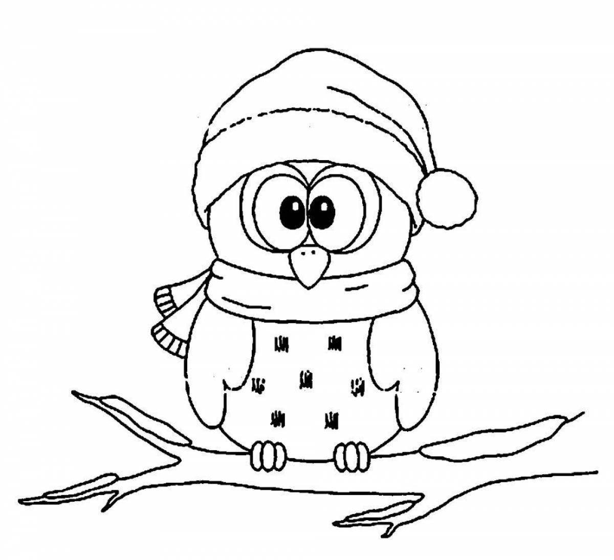 Coloring page festive christmas bird