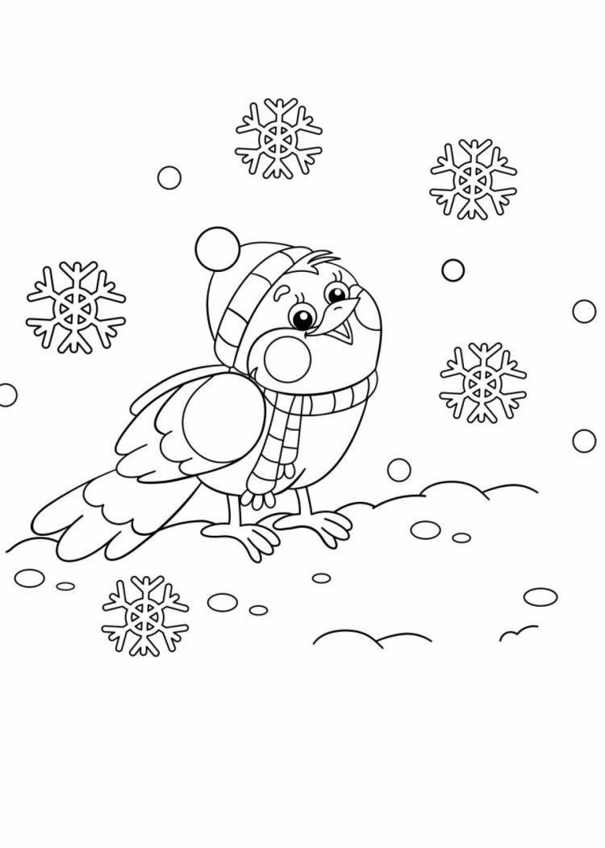 Glitter Christmas bird coloring page