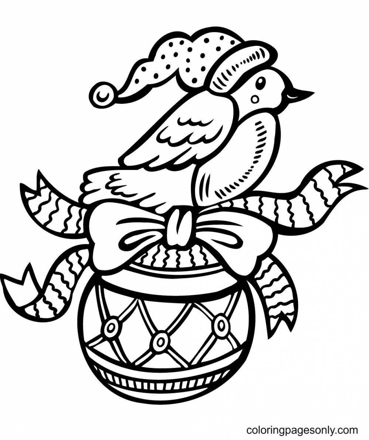 Pretty christmas bird coloring page