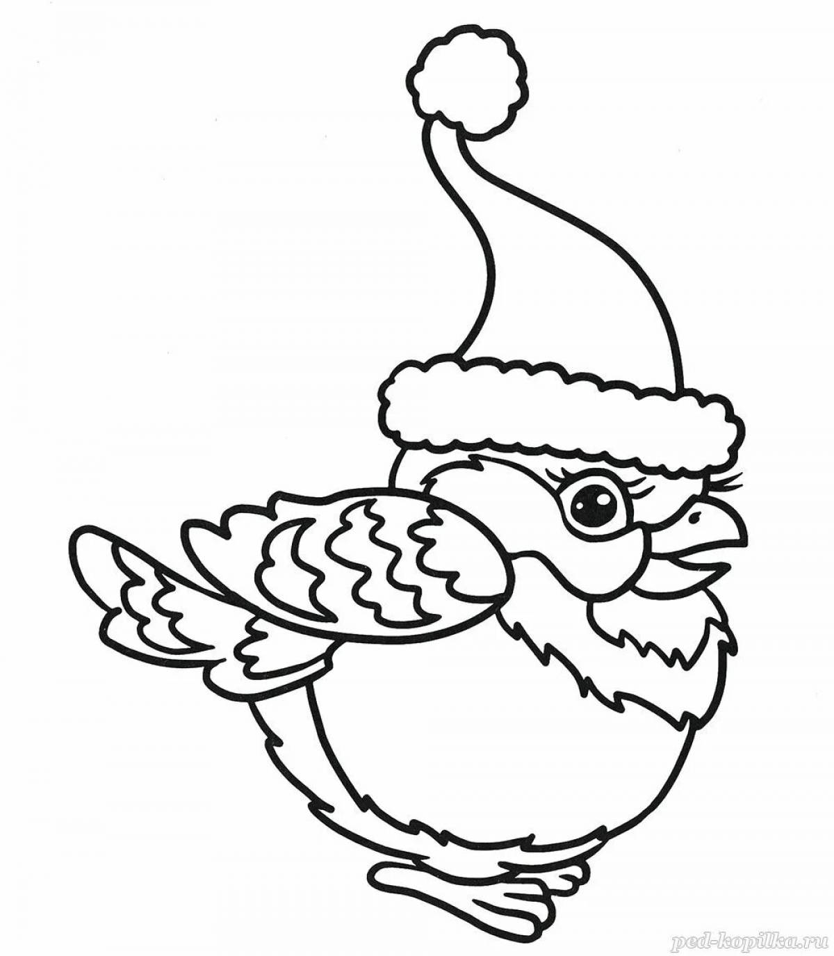 Majestic Christmas bird coloring page
