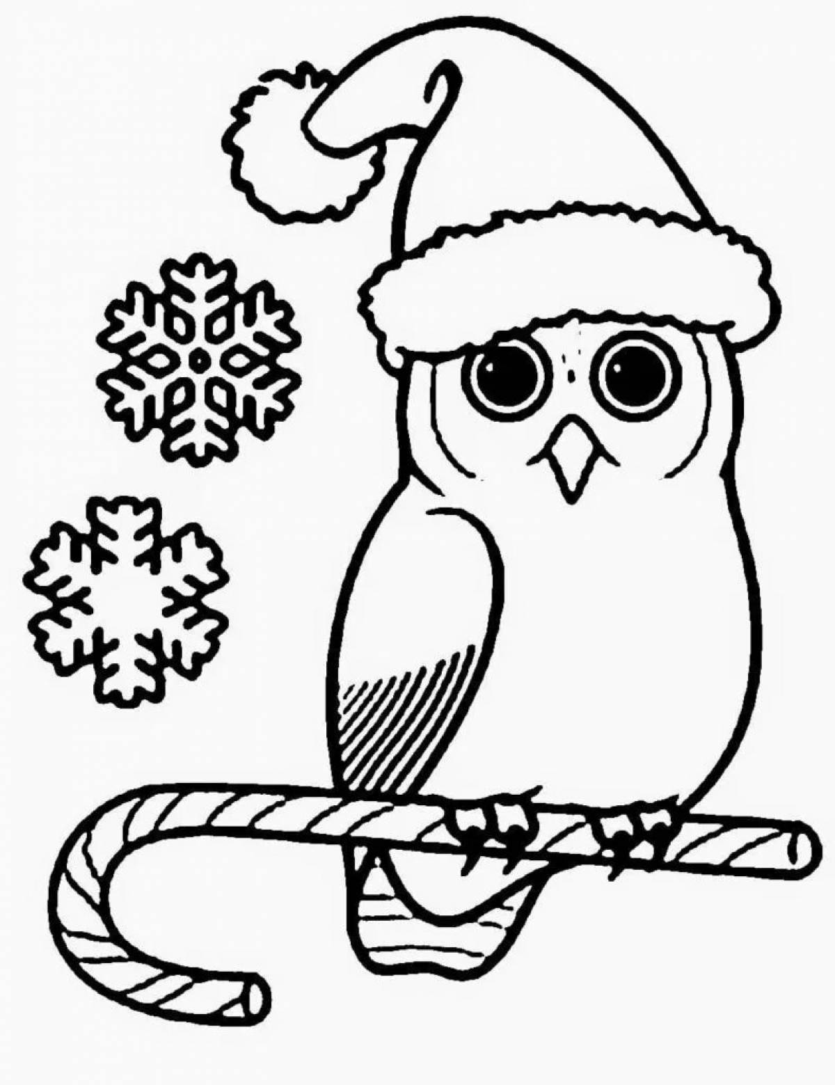 Coloring book luxury Christmas bird