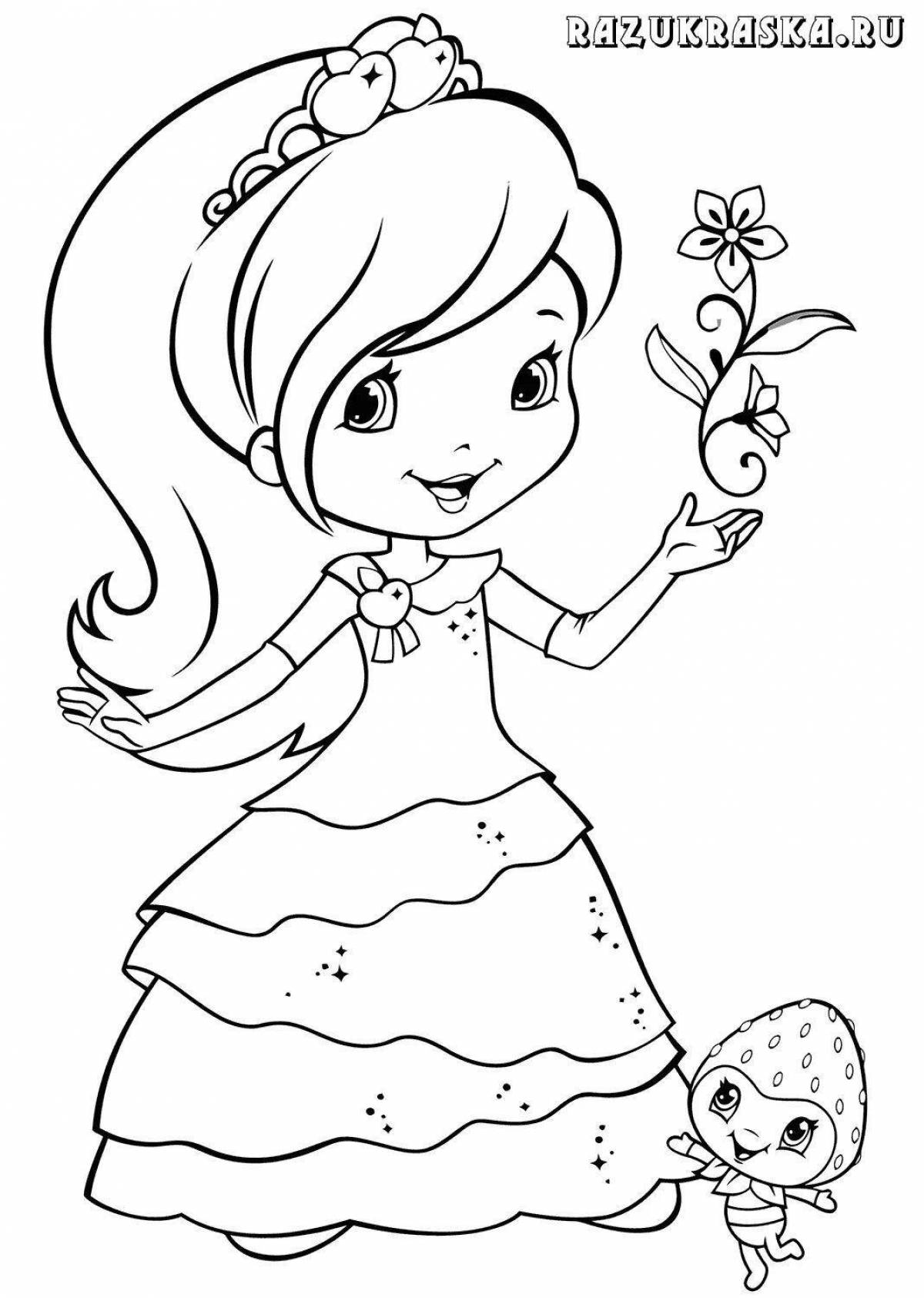 Раскраска веселая малиновая девочка