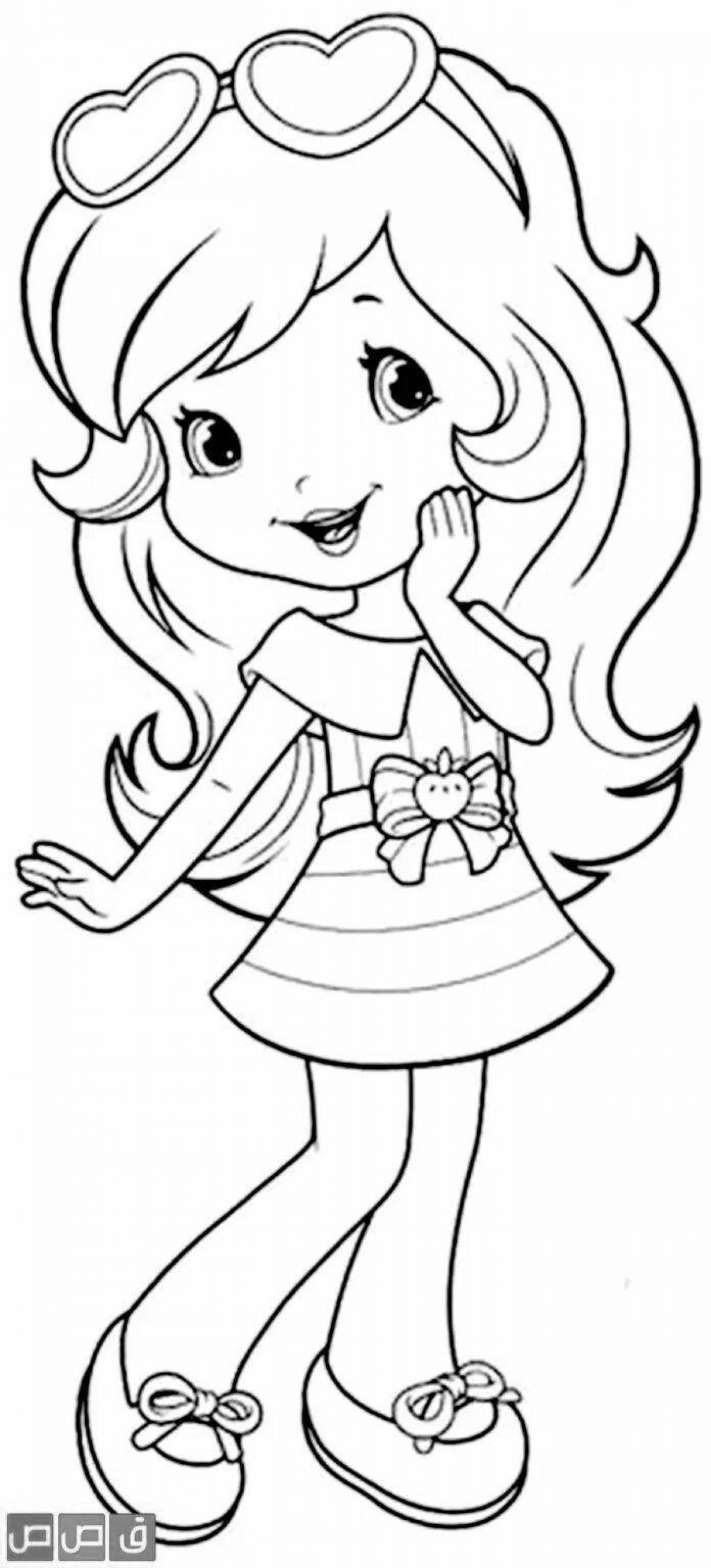 Анимированная страница раскраски малиновой девочки