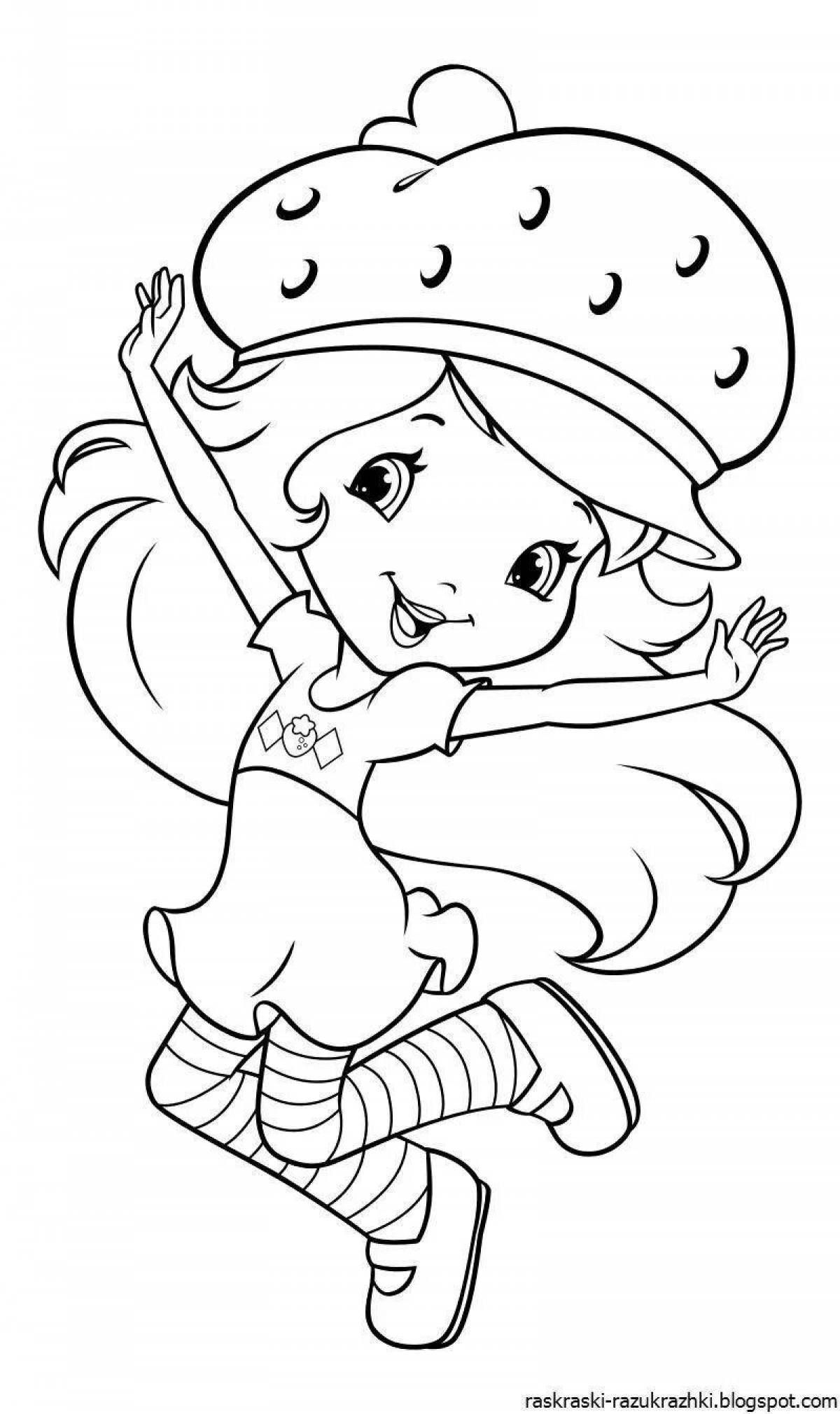 Coloring page playful crimson girl