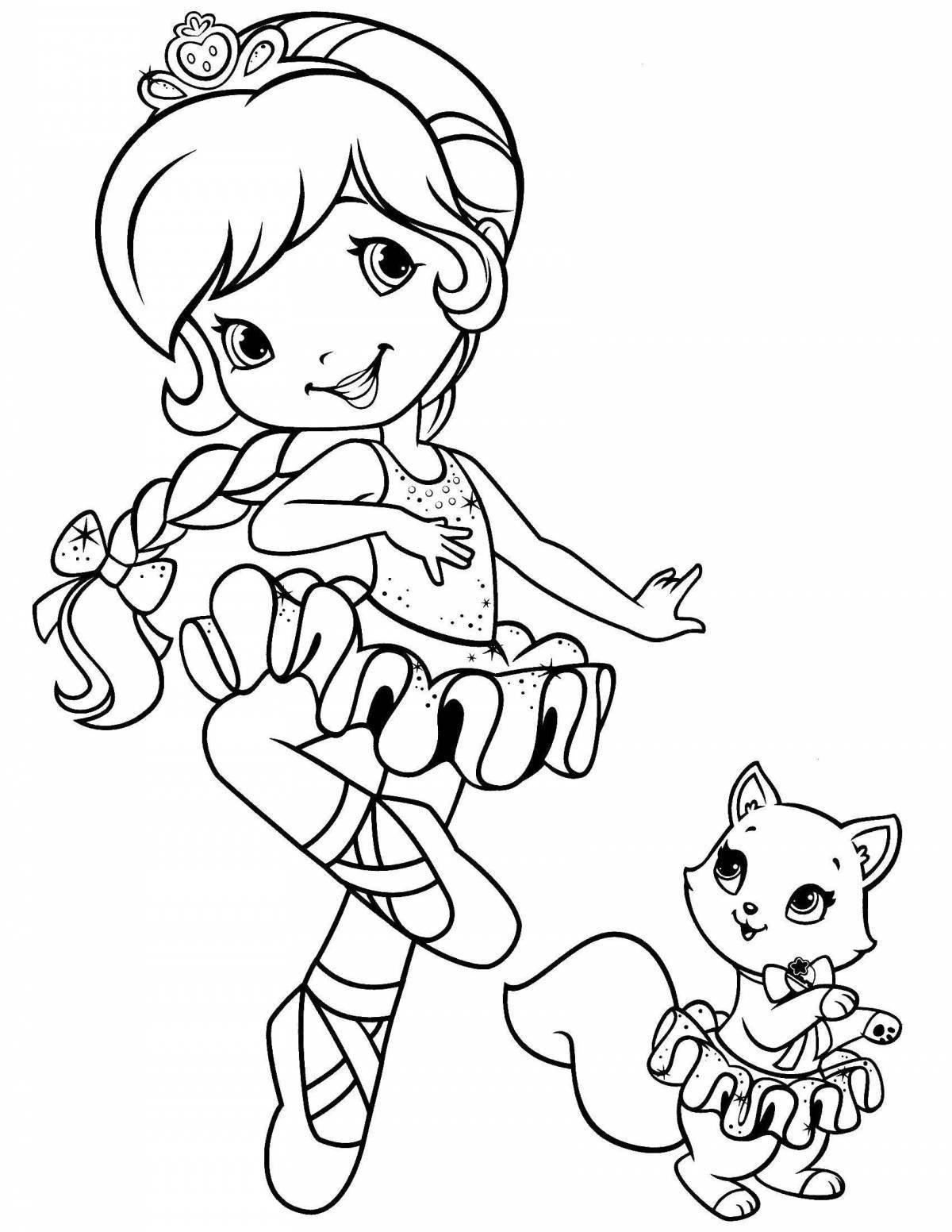 Coloring page energetic crimson girl