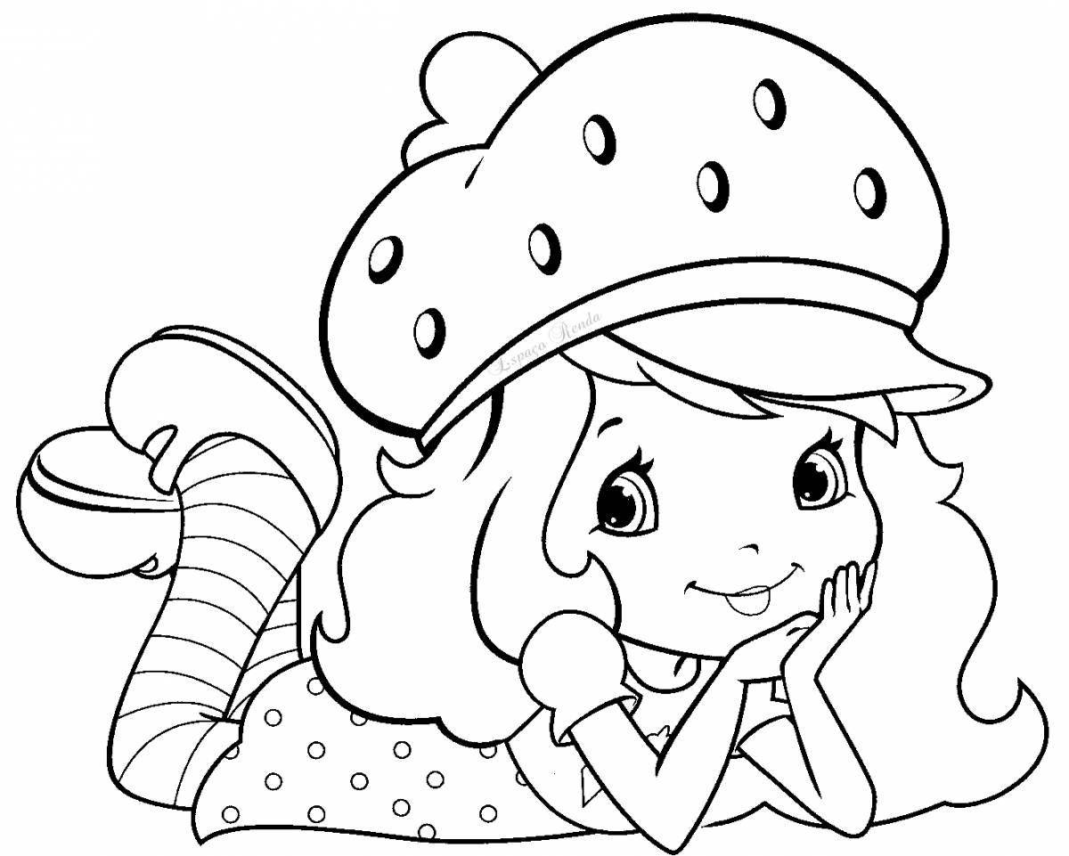 Cheerful raspberry coloring girl