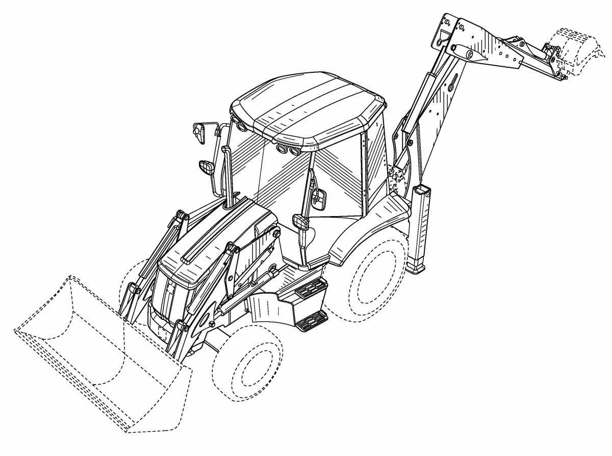 Playful tractor loader coloring page