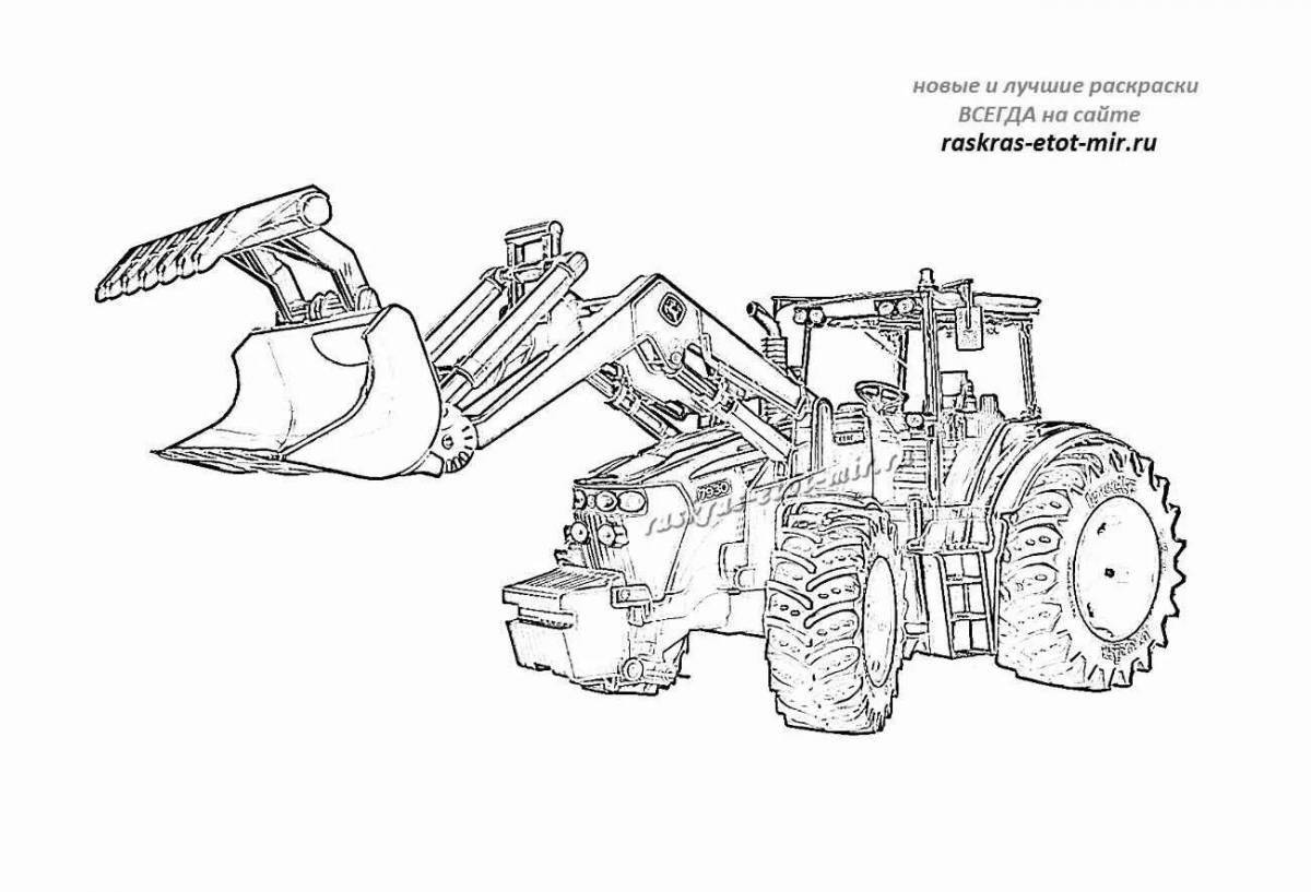 Подробная страница раскраски трактор-погрузчик
