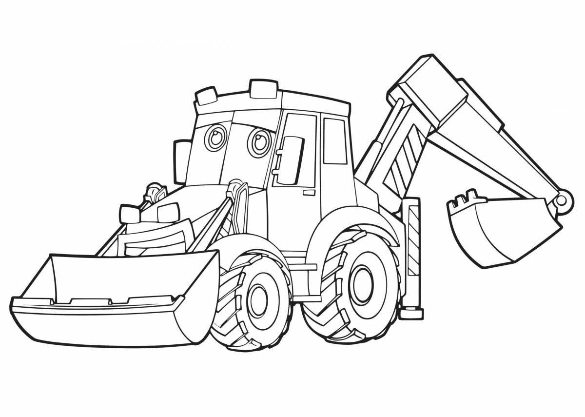 Shiny tractor loader coloring page