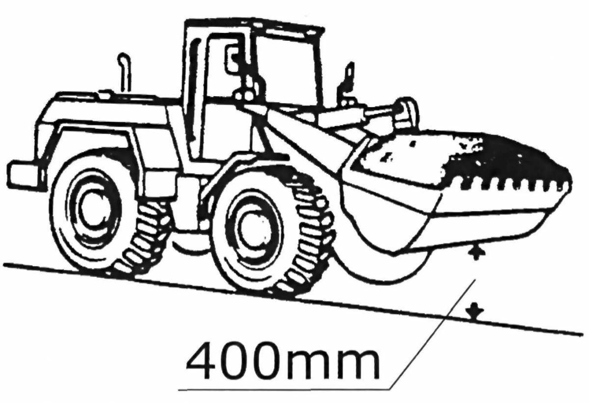 Анимированная страница раскраски трактора-погрузчика