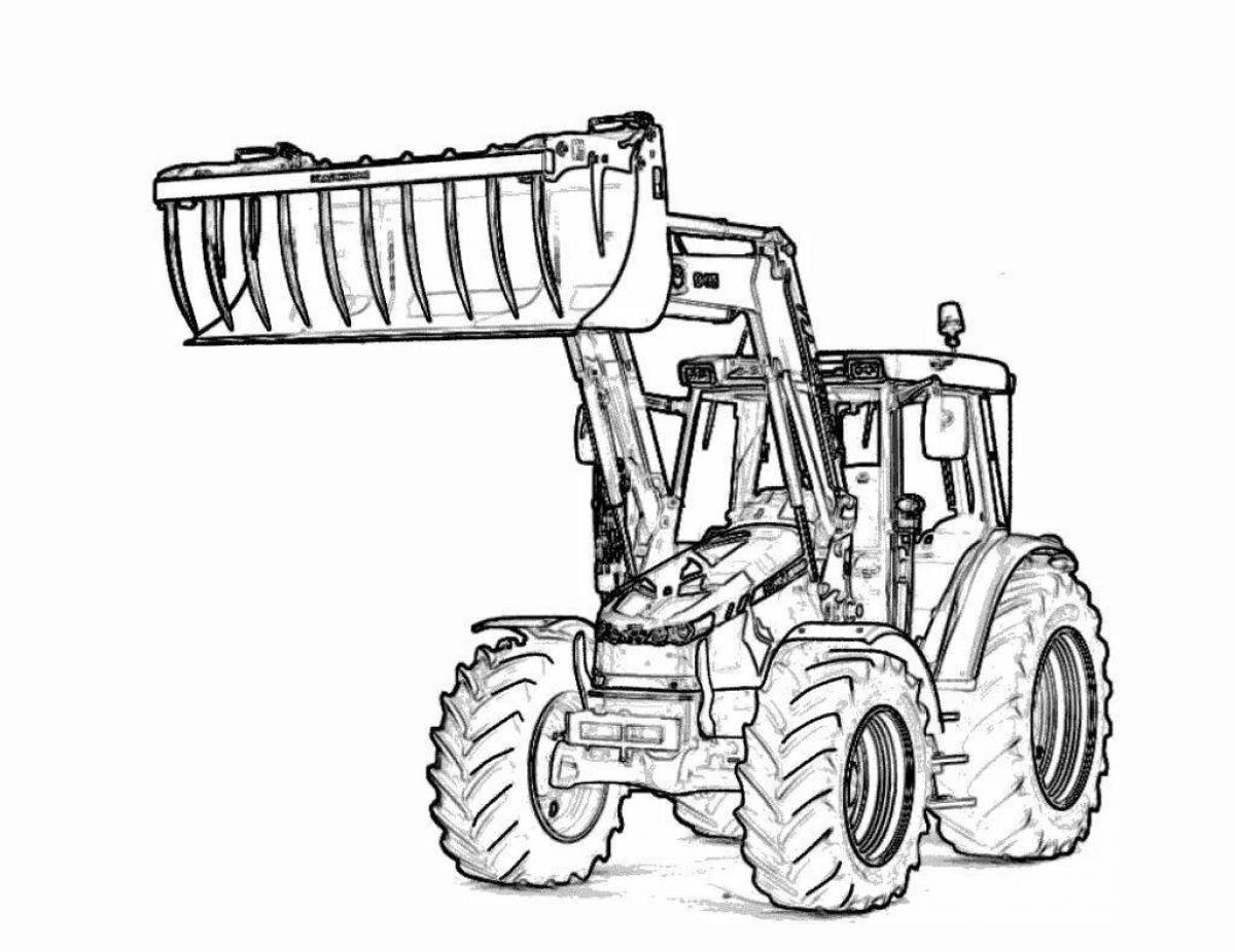 Unique tractor loader coloring page