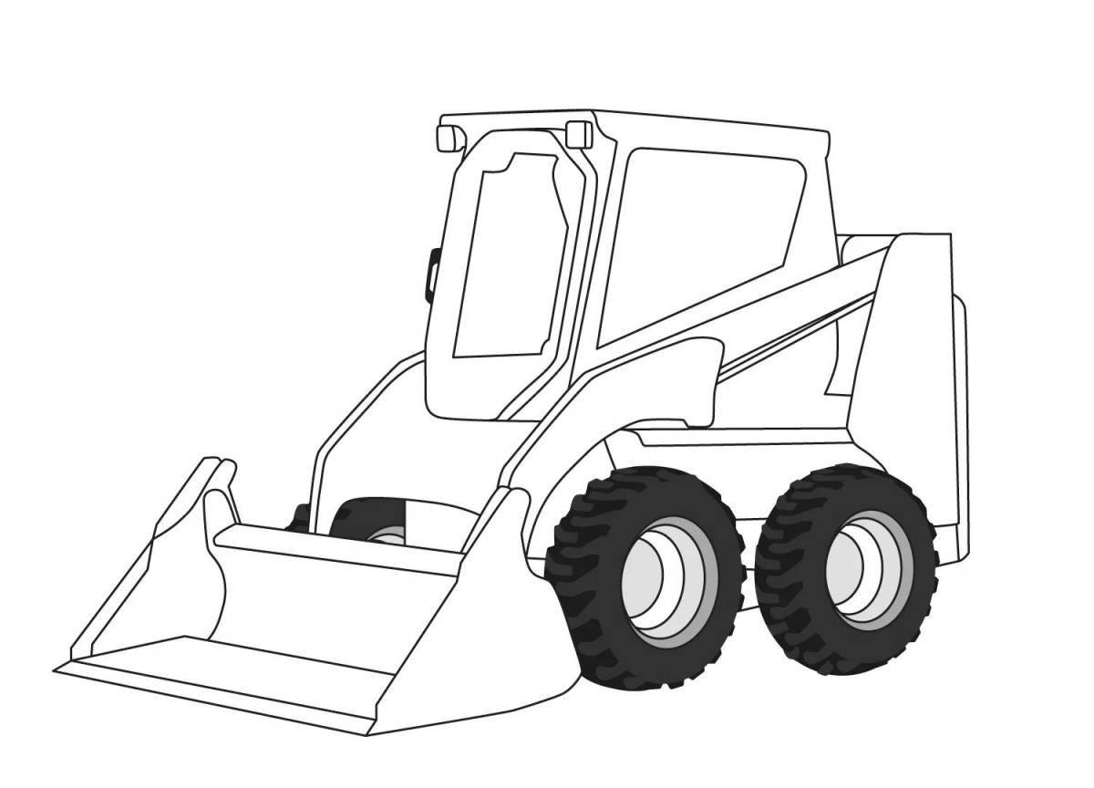 Coloring page expressive tractor loader